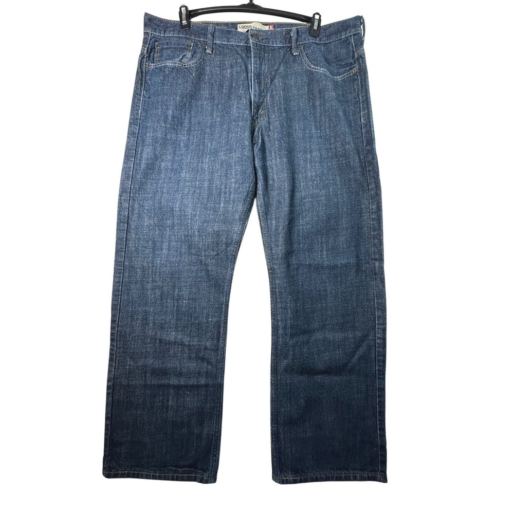 Levis 569 Loose Straight Jeans Mens 40x32 Dark Wash Blue Denim Relaxed Fit